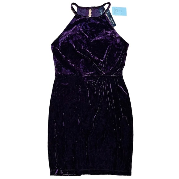 Speechless Dark Purple Crushed Velvet Key Hole Back Dress NWT Sz 9 - Picture 10 of 15